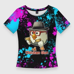 Женская футболка 3D Slim Chicken gun - neon
