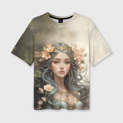 Цветочная волшебница  – Женская футболка oversize 3D с принтом купить со скидкой в -50%