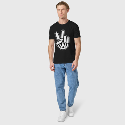 Мужская футболка хлопок Volkswagen peace, цвет черный - фото 5