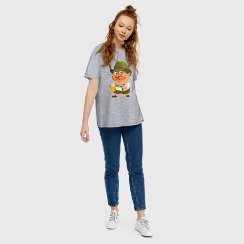 Женская футболка хлопок Oversize Ирландец с пивом, цвет меланж - фото 5