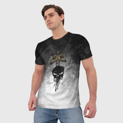 Мужская футболка 3D Череп кровоточит и мотылек - фото 2