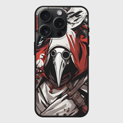 Чехол силиконовый для Apple iPhone 15 Pro матовый Чумные доктора и птица