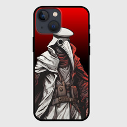 Чехол для iPhone 13 mini Чумной доктор и  чёрно-красный градиент