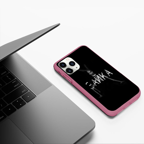 Чехол для iPhone 11 Pro матовый Ужасный зайка, цвет малиновый - фото 5