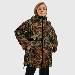 Женская зимняя куртка Oversize Золотые узоры пейсли - фото 2