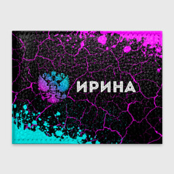 Обложка для студенческого билета Ирина и неоновый герб России по-горизонтали