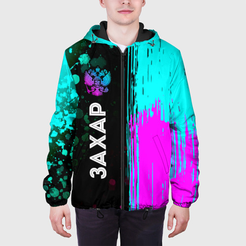 Мужская куртка 3D Захар и неоновый герб России по-вертикали, цвет 3D печать - фото 4