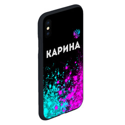 Чехол для iPhone XS Max матовый Карина и неоновый герб России посередине - фото 2