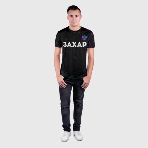 Мужская футболка 3D Slim Захар и неоновый герб России посередине, цвет 3D печать - фото 4