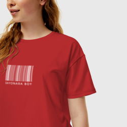 Женская футболка хлопок Oversize Соянара бой штрихкод - фото 2