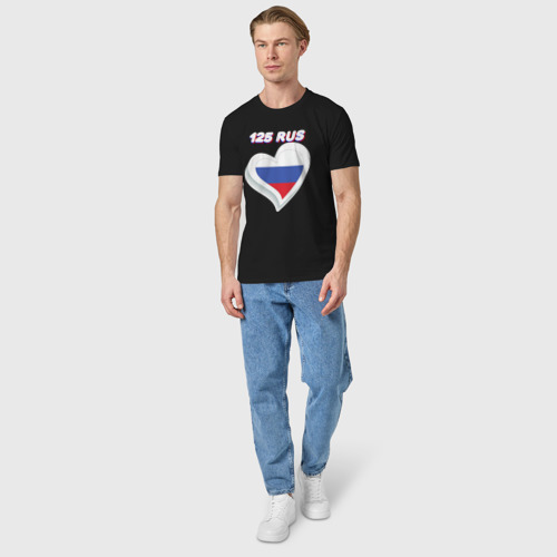 Мужская футболка хлопок 125 регион Приморский край, цвет черный - фото 5