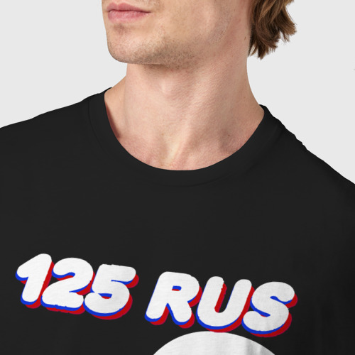 Мужская футболка хлопок 125 регион Приморский край, цвет черный - фото 6