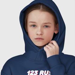Худи с принтом 123 регион Краснодарский край для ребенка, вид на модели спереди №4. Цвет основы: темно-синий