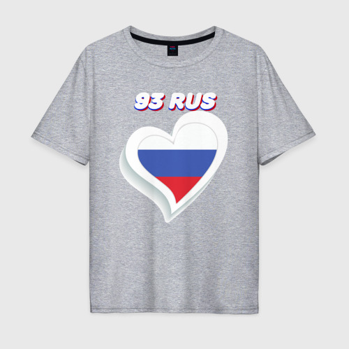 Мужская футболка хлопок Oversize с принтом 93 регион Краснодарский край, вид спереди #2