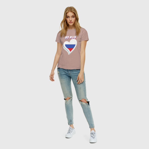 Женская футболка хлопок с принтом 93 регион Краснодарский край, вид сбоку #3