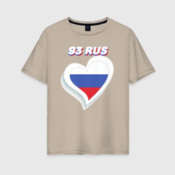 Женская футболка хлопок Oversize 93 регион Краснодарский край