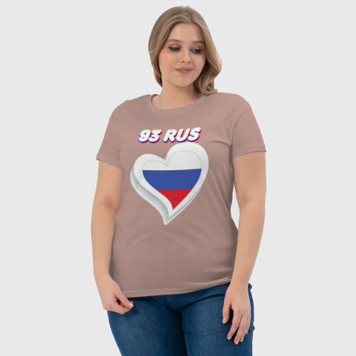 Женская футболка хлопок с принтом 93 регион Краснодарский край, фото #4