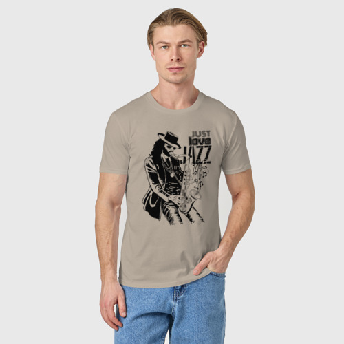 Мужская футболка хлопок Just love jazz, цвет миндальный - фото 3