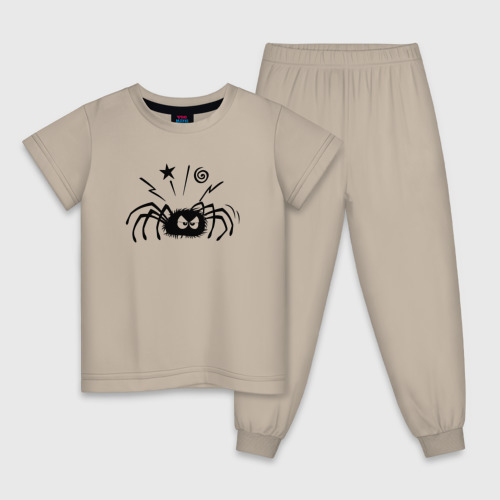 Детская пижама хлопок с принтом Сердитый паучёк, вид спереди #2