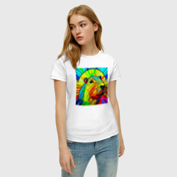 Женская футболка хлопок Капибара яркое милое животное - фото 2