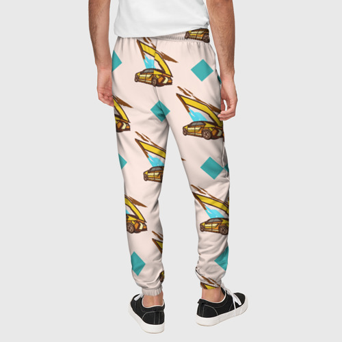Мужские брюки 3D с принтом Машина и ромб, вид сзади #2
