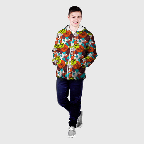 Мужская куртка 3D Цветочное разноцветье, цвет 3D печать - фото 3