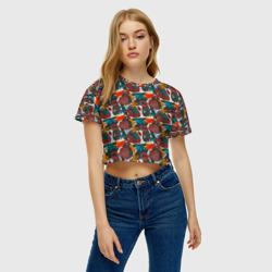 Женская футболка Crop-top 3D Тропический фруктовый узор - фото 2