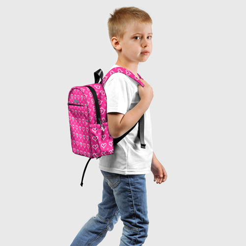 Детский рюкзак 3D Сердечки паттерн насыщенный розовый - фото 2