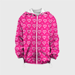 Детская куртка 3D Сердечки паттерн насыщенный розовый