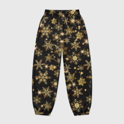 Женские джоггеры оверсайз 3D Россыпи золотых снежинок