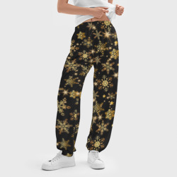 Женские джоггеры оверсайз 3D Россыпи золотых снежинок - фото 2