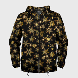 Мужская ветровка 3D Россыпи золотых снежинок