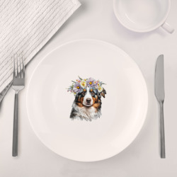 Набор: тарелка + кружка Аусси в венке из цветов - фото 2