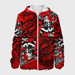 Мужская куртка 3D Дед Мороз самурай с катаной и драконом