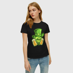 Женская футболка хлопок Ирландское пиво с черепом Патрика - фото 2