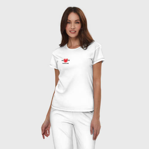 Женская пижама хлопок Momaland logo, цвет белый - фото 3