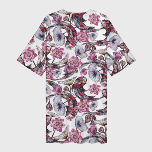 Платье-футболка 3D Карпы кои и лилии, цвет 3D печать - фото 2