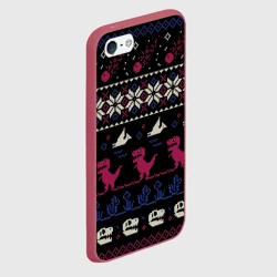 Чехол для iPhone 5/5S матовый Доисторический ugly свитер c динозавриками из пикселей - фото 2