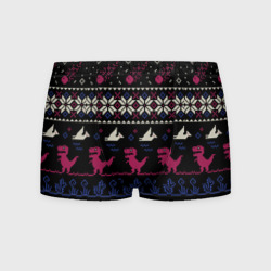 Мужские трусы 3D Доисторический ugly свитер c динозавриками из пикселей