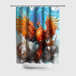 Штора 3D для ванной Птица феникс в огне