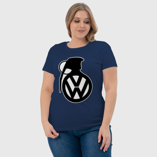 Женская футболка хлопок Volkswagen grenade, цвет темно-синий - фото 6