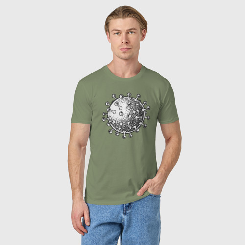Мужская футболка хлопок Частица вируса, цвет авокадо - фото 3