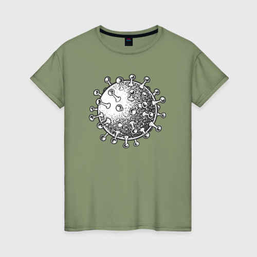 Женская футболка хлопок Частица вируса, цвет авокадо