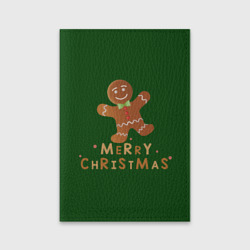 Обложка для паспорта матовая кожа Пряничный человечек желает счастливого рождества