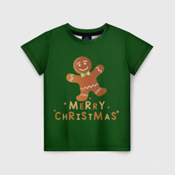 Детская футболка 3D Пряничный человечек желает счастливого рождества