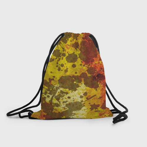 Рюкзак-мешок 3D Абстракция - темные пятна на желто-оранжевом