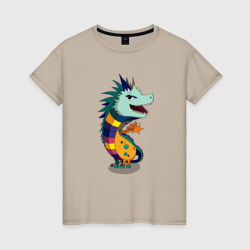 Женская футболка хлопок Дракон в ярких красках