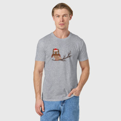 Мужская футболка хлопок Новогодняя сова на ветке - фото 2