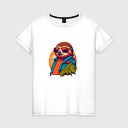 Женская футболка хлопок Стильный ленивец