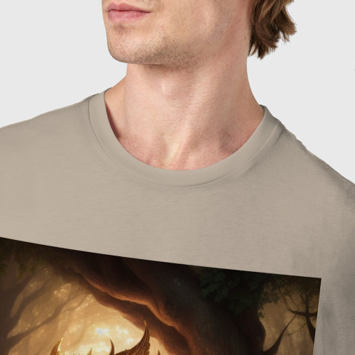 Мужская футболка хлопок Мифическая лисица, цвет миндальный - фото 6